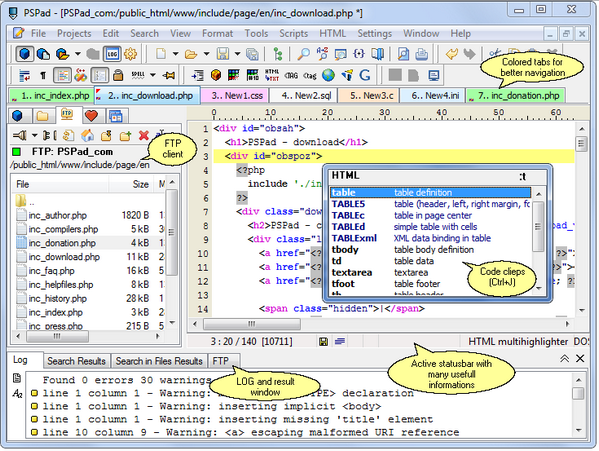 โปรแกรมเขียนโปรแกรม PSPad