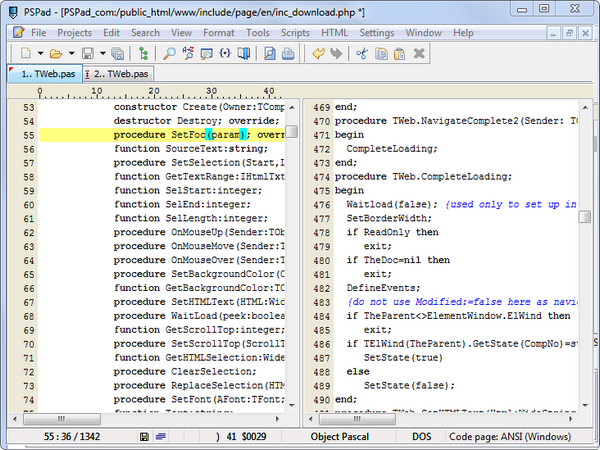 โปรแกรมเขียนโค้ด PSPad