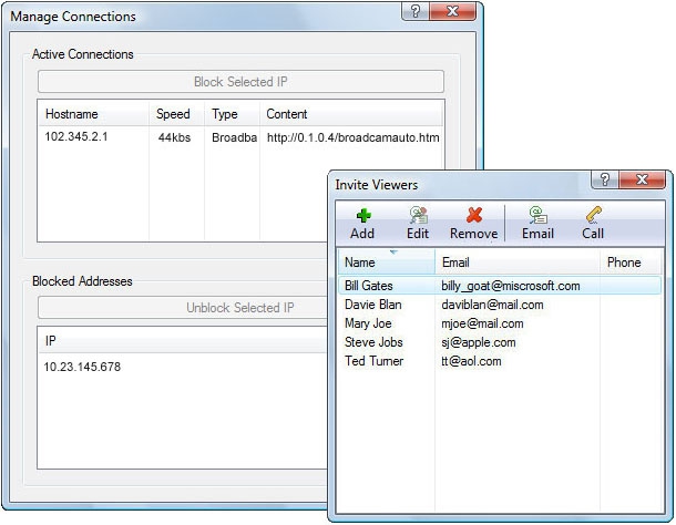 โปรแกรมสตรีมวิดีโอถ่ายทอดสดผ่านเน็ต BroadCam Video Streaming
