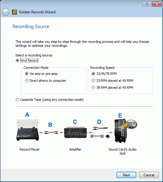 โปรแกรมแปลงไฟล์จากแผ่นเสียง Golden Records โปรแกรมแปลงไฟล์จากแผ่นเสียง Golden Records