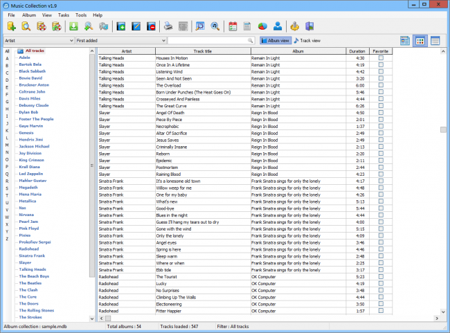 Music Collection (โปรแกรมจัดการรายชื่อและอัลบั้มเพลง) : 