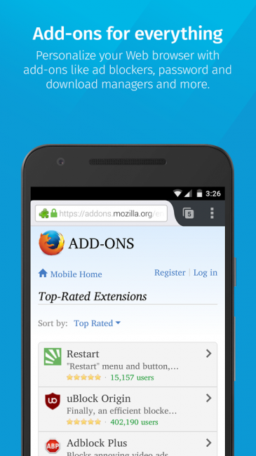 เว็บเบราว์เซอร์ Firefox for Mobile เว็บเบราว์เซอร์ Firefox for Mobile