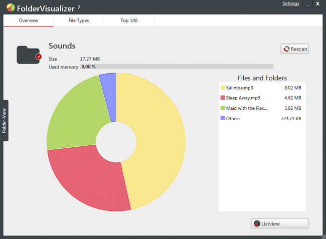 โปรแกรมดูแลจัดการฮาร์ดดิสก์  FolderVisualizer