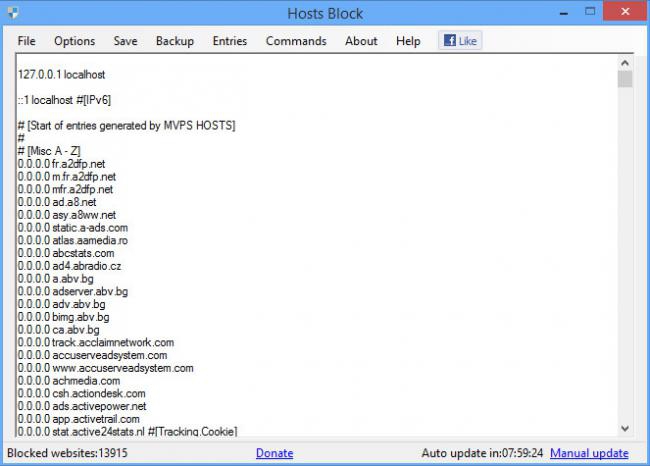 โปรแกรมบล็อกเว็บ Host Block