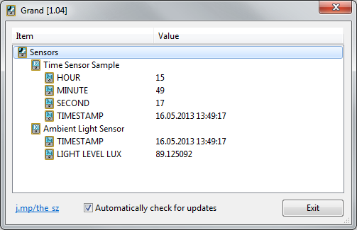 โปรแกรมดูเซ็นเซอร์ Grand Sensors Viewer โปรแกรมดูเซ็นเซอร์ Grand Sensors Viewer