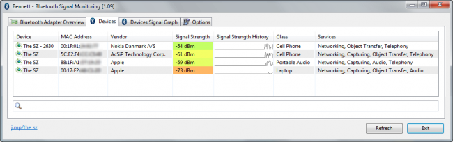 โปรแกรมบลูทูธ Bennett Bluetooth Monitor