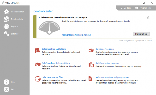 โปรแกรมลบไฟล์ถาวร SafeErase