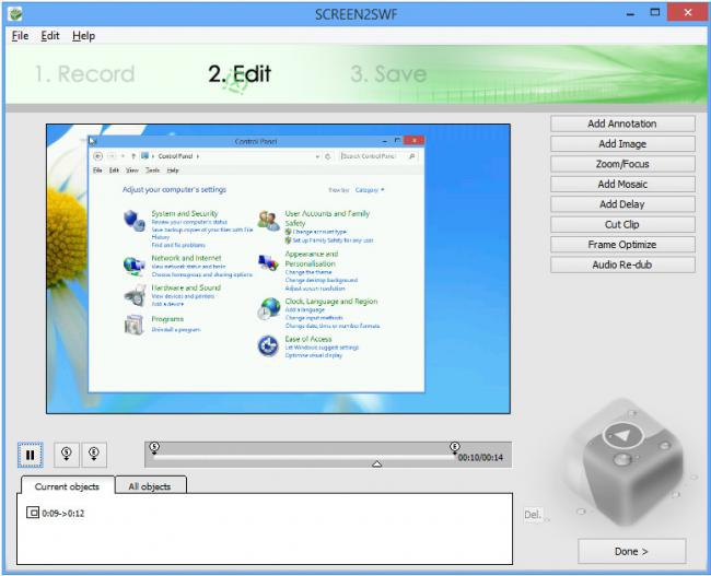 โปรแกรมบันทึกหน้าจอ Screen2SWF