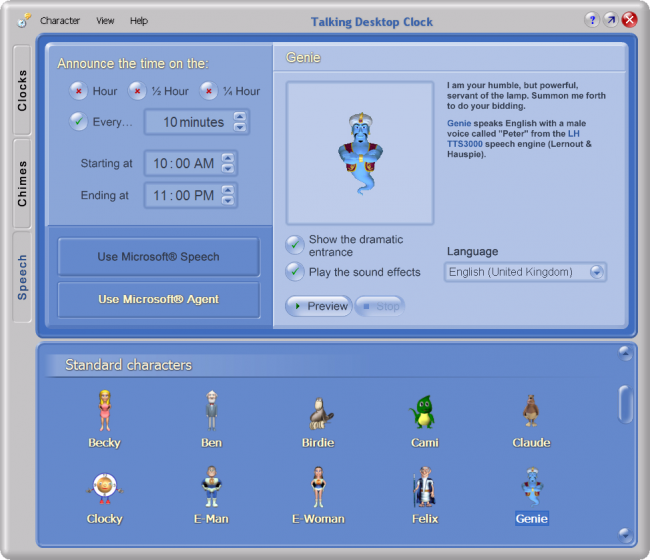 โปรแกรมนาฬิากาหน้าจอมีเสียง Talking Desktop Clock