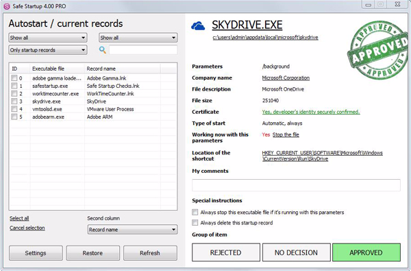 โปรแกรมเปิดโปรแกรม Safe Startup