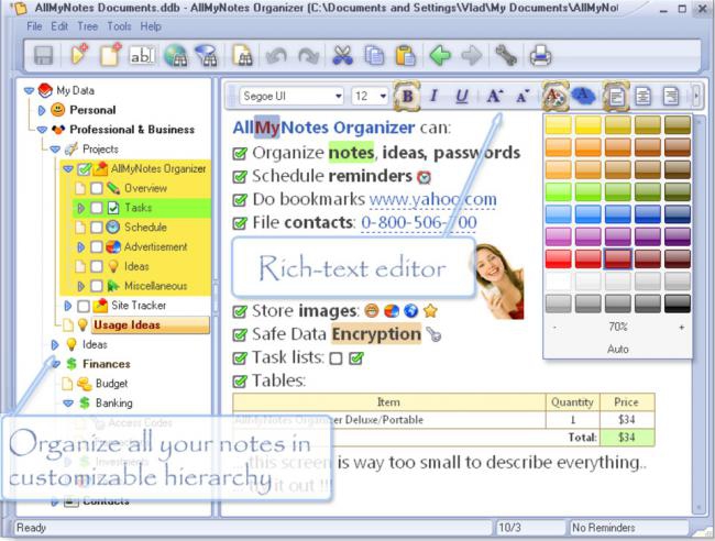 โปรแกรมจัดการวางแผนชีวิตประจำวัน AllMyNotes Organizer โปรแกรมจัดการวางแผนชีวิตประจำวัน AllMyNotes Organizer