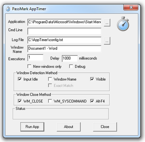 โปรแกรมทดสอบโปรแกรม AppTimer โปรแกรมทดสอบโปรแกรม AppTimer