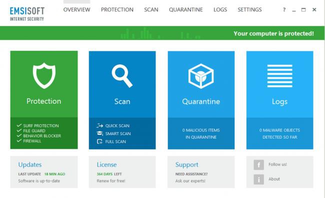 โปรแกรมดูแลความปลอดภัยของระบบอินเทอร์เน็ต Emsisoft Internet Security โปรแกรมดูแลความปลอดภัยของระบบอินเทอร์เน็ต Emsisoft Internet Security