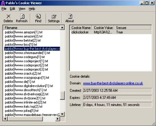 โปรแกรมจัดการไฟล์คุกกี้ Cookie Viewer