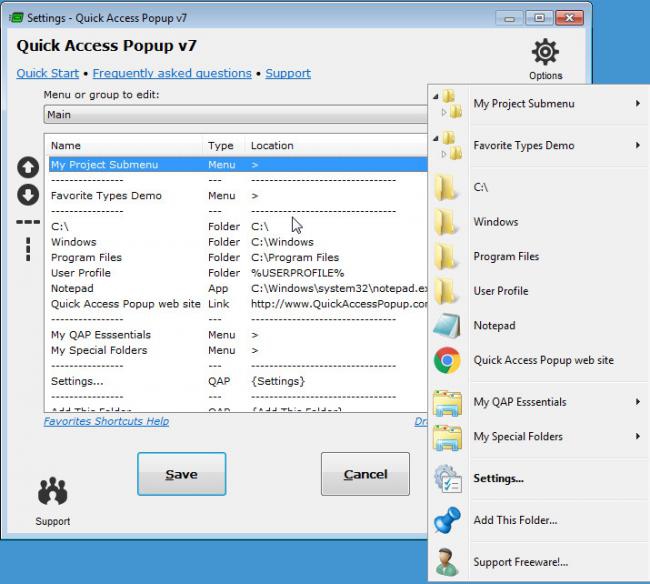 โปรแกรมจัดการเมนูคลิกขวา Quick Access Popup