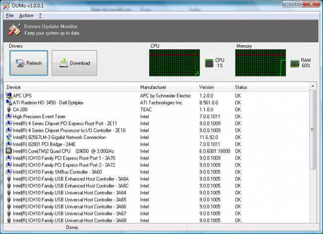 โปรแกรมตรวจสอบการอัปเดตไดร์เวอร์ DUMo