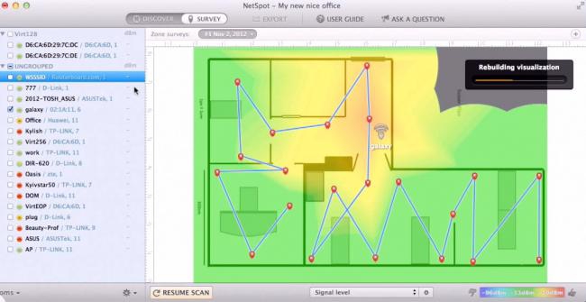 โปรแกรมสร้างแผนที่สัญญาณ WiFi NetSpot
