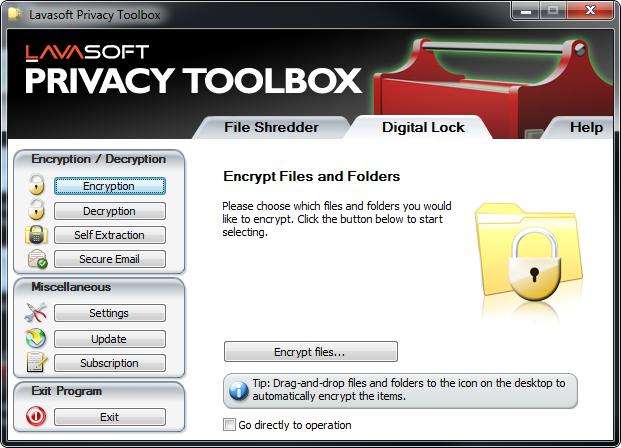 โปรแกรมเข้ารหัสไฟล์ ปกป้องข้อมูล Lavasoft Privacy Toolbox โปรแกรมเข้ารหัสไฟล์ ปกป้องข้อมูล Lavasoft Privacy Toolbox