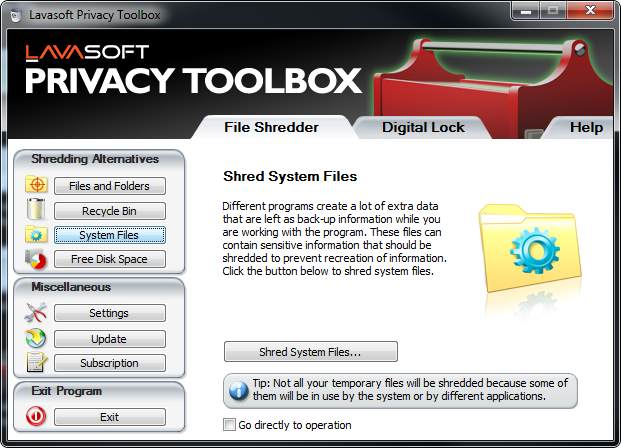 โปรแกรมเข้ารหัสไฟล์ ปกป้องข้อมูล Lavasoft Privacy Toolbox โปรแกรมเข้ารหัสไฟล์ ปกป้องข้อมูล Lavasoft Privacy Toolbox