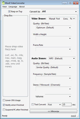 โปรแกรมแปลงไฟล์ Moo0 Video Converter โปรแกรมแปลงไฟล์ Moo0 Video Converter