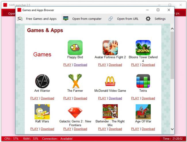 SWFLauncher (โปรแกรมเปิดไฟล์ SWF เล่นเกมส์ Flash เปิดแอป ฟรี) : 