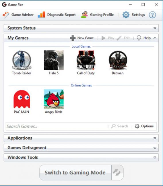 โปรแกรมเร่งคอมสำหรับเล่นเกมส์ Game Fire