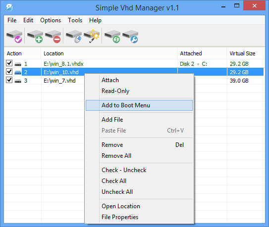 โปรแกรมจัดการไดร์ฟจำลอง Simple VHD Manager