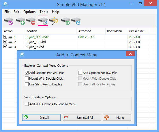 โปรแกรมจัดการไดร์ฟจำลอง Simple VHD Manager