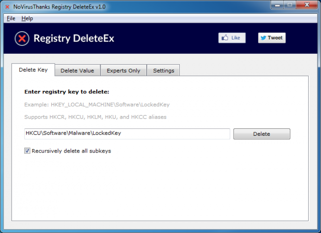 โปรแกรมลบค่ารีจิสทรีไฟล์ Registry DeleteEx โปรแกรมลบค่ารีจิสทรีไฟล์ Registry DeleteEx