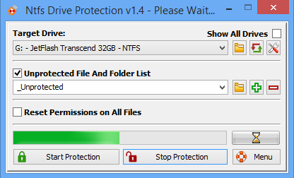 โปรแกรมป้องกันไวรัสจากแฟลชไดร์ฟ NTFS Drive Protection