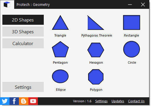 โปรแกรมคำนวณ สูตรเลขาคณิตศาสตร์ Protech Geometry
