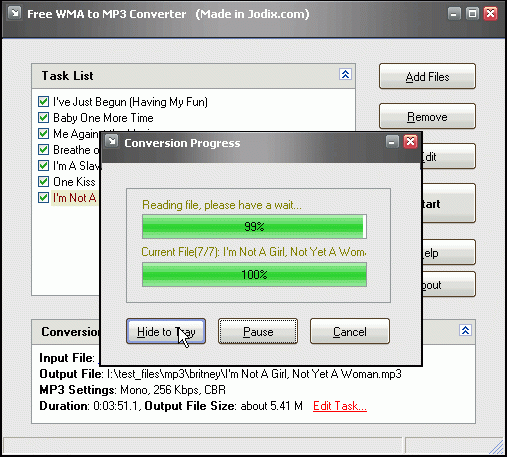 โปรแกรมแปลงไฟล์ Free WMA to MP3 Converter 