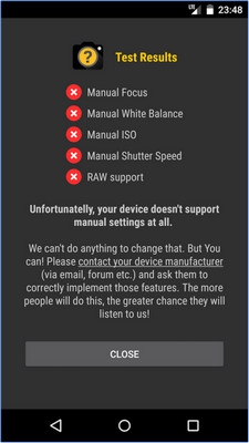App ทดสอบการรองรับ Manual Camera