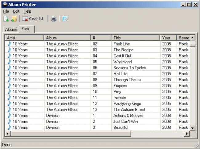 โปรแกรมสร้างลิสต์อัลบั้มเพลง Album Printer โปรแกรมสร้างลิสต์อัลบั้มเพลง Album Printer