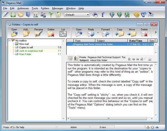 โปรแกรมรับส่งอีเมล Pegasus Mail