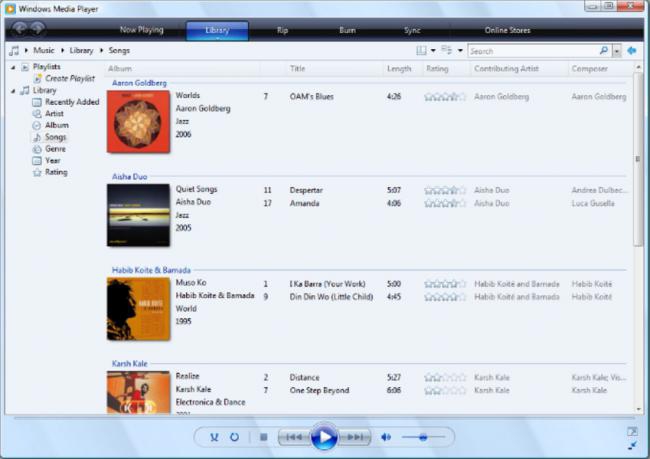 โปรแกรมเล่นมัลติมีเดีย Microsoft Windows Media Player