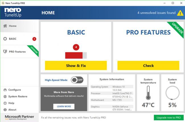 โปรแกรมปรับแต่งเครื่องคอมพิวเตอร์ Nero TuneItUp