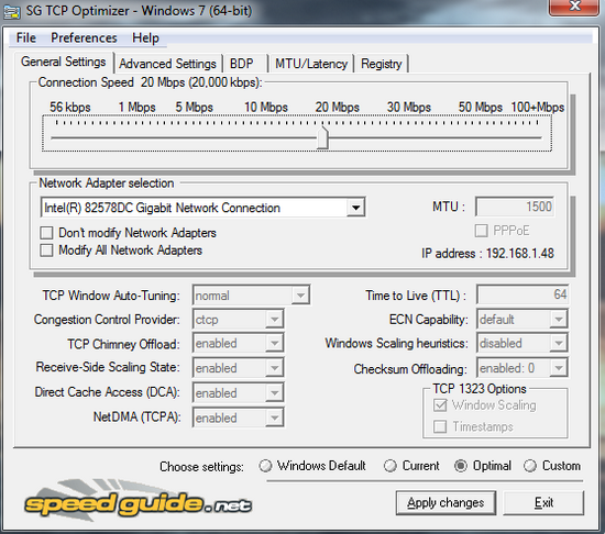 โปรแกรมเพิ่มความเร็วอินเทอร์เน็ต TCP Optimizer โปรแกรมเพิ่มความเร็วอินเทอร์เน็ต TCP Optimizer