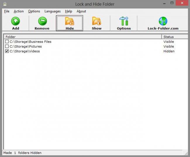 โปรแกรมล็อกไฟล์ Lock and Hide Folder