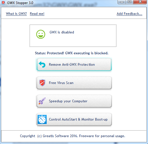 โปรแกรมป้องกันการอัปเดต GWX Stopper โปรแกรมป้องกันการอัปเดต GWX Stopper
