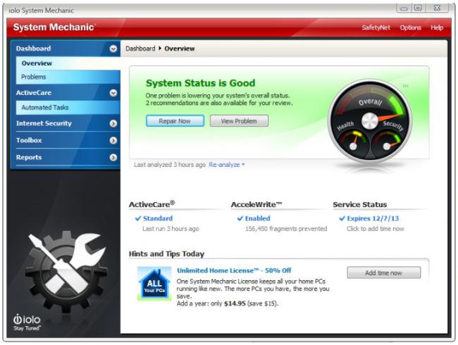 โปรแกรมดูแลเครื่องคอมพิวเตอร์ iolo System Mechanic