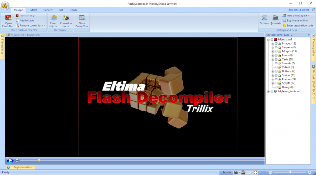โปรแกรมแปลงไฟล์ Flash Decompiler Trillix โปรแกรมแปลงไฟล์ Flash Decompiler Trillix