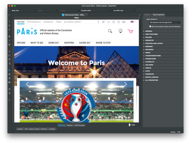 โปรแกรมทำเว็บ ออกแบบเว็บ BlueGriffon โปรแกรมทำเว็บ ออกแบบเว็บ BlueGriffon