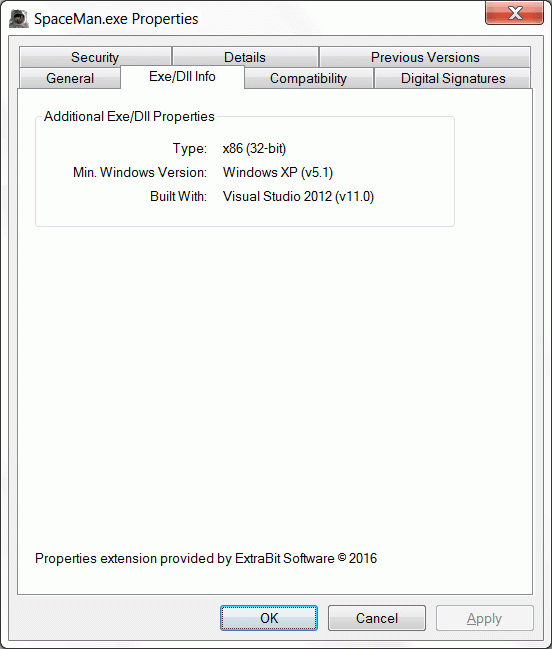 โปรแกรมดูรายละเอียดไฟล์ ExeProperties
