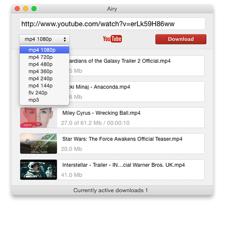 โปรแกรมช่วยดาวน์โหลดคลิป Airy