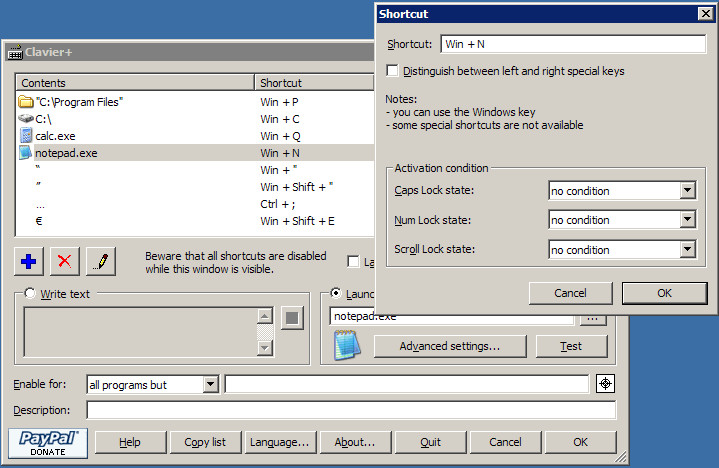 โปรแกรมตั้งฮอตคีย์ Clavier+ โปรแกรมตั้งฮอตคีย์ Clavier+