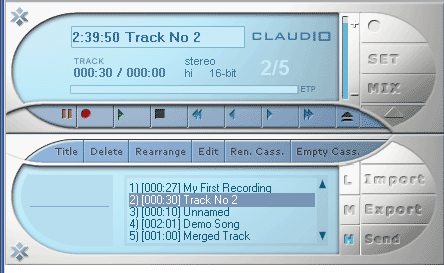 โปรแกรมปรับแต่ง บันทึกเสียง Claudio โปรแกรมปรับแต่ง บันทึกเสียง Claudio
