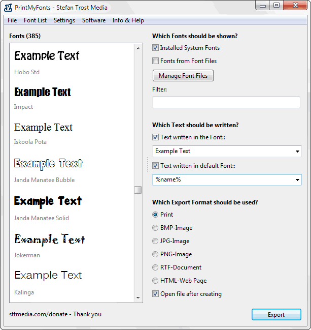 โปรแกรมดูฟอนต์ PrintMyFonts