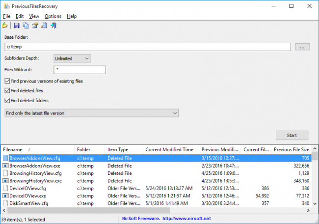 โปรแกรมกู้ไฟล์ข้อมูล PreviousFilesRecovery