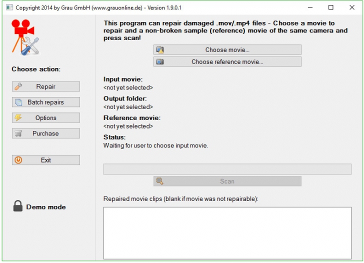 โปรแกรมซ่อมไฟล์วิดีโอ Grau Video Repair Tool